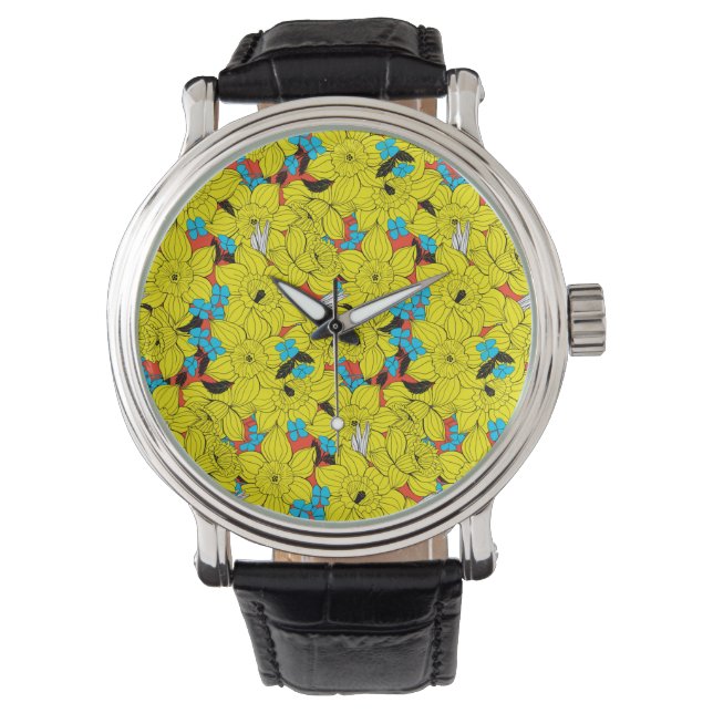 Daffodils spring floral pattern watch (Front)