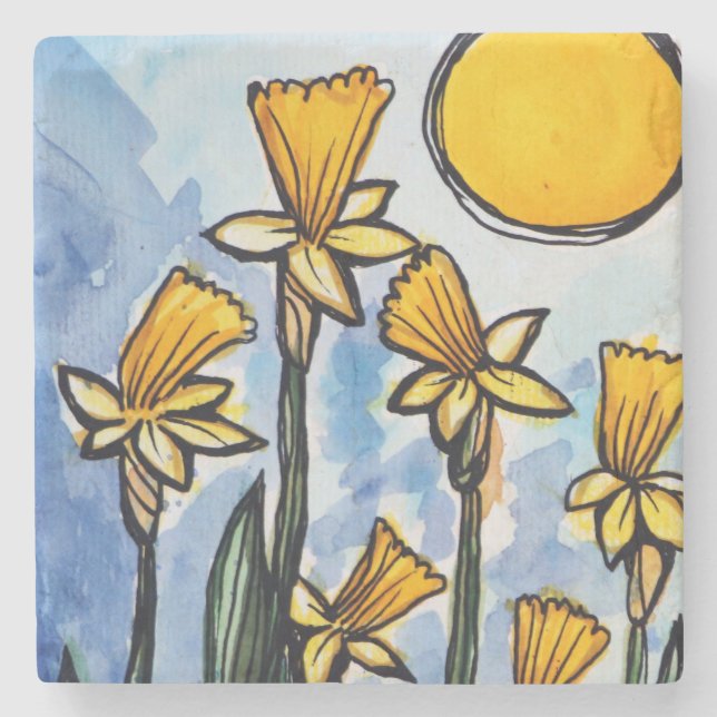 Daffodils  stone coaster (Front)