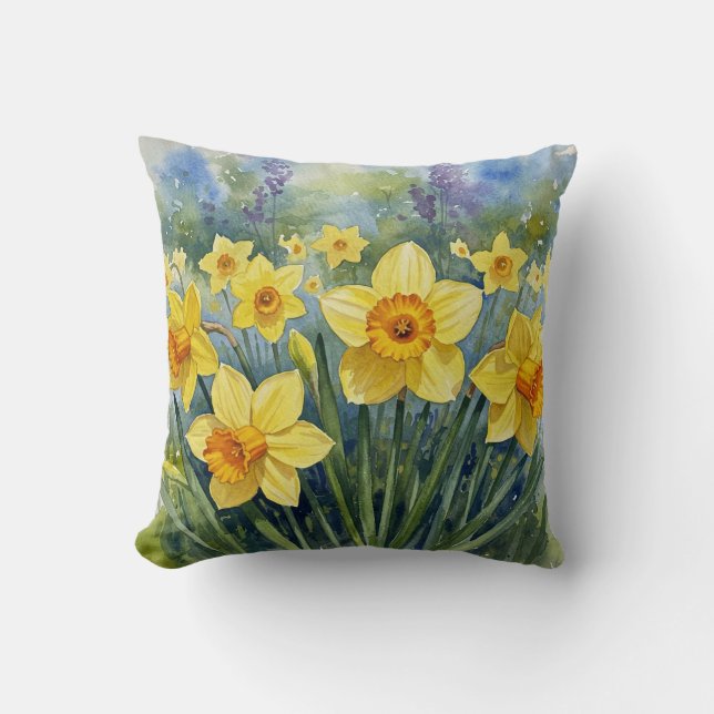 Daffodils, Tulips, Hyacinths, Butterflies Pillow (Front)