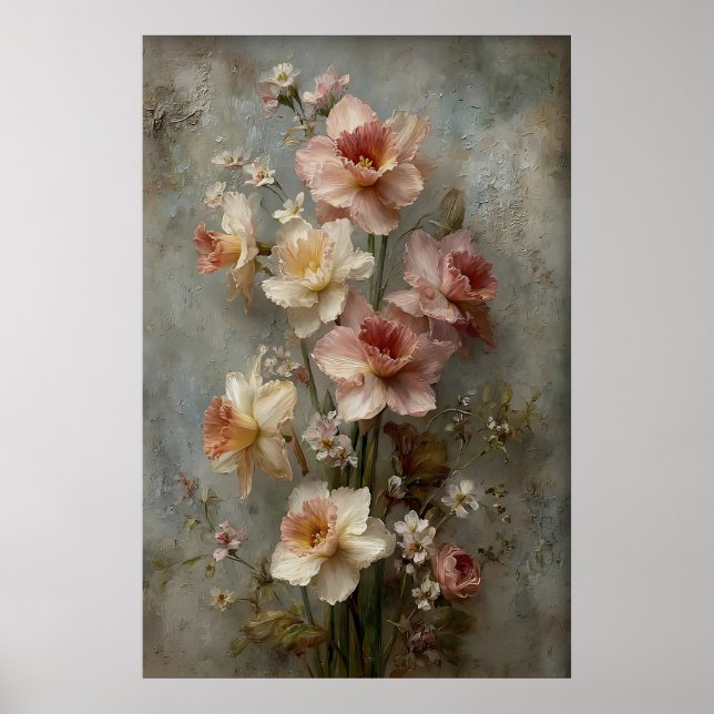 Daffodils Wall Art Print, Antique Spring Meadow (Front)