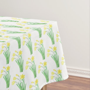 Daffodils Yellow Elegant Modern Floral Watercolor Tablecloth
