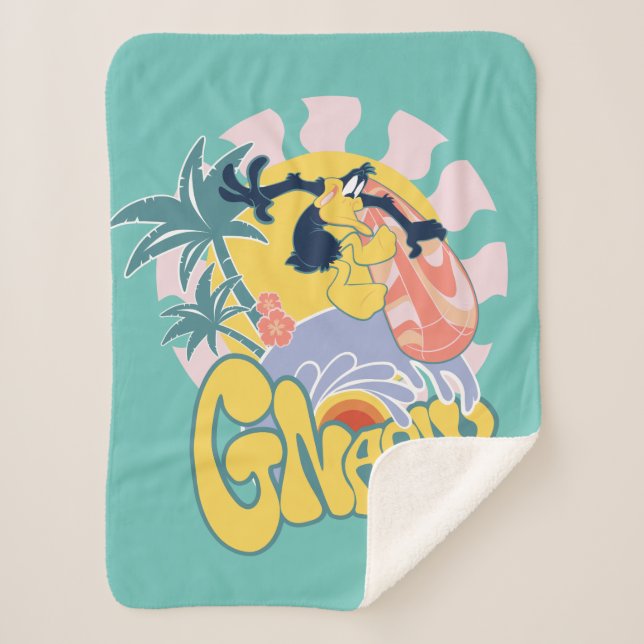 DAFFY DUCK™ Surfing - Gnarly Sherpa Blanket (Front)