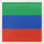 Dagestan Flag Glass Coaster<br><div class="desc">Patriotic flag of Dagestan.</div>