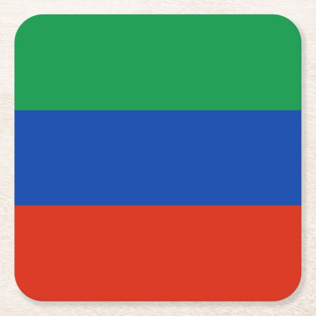 Dagestan Flag Square Paper Coaster (Front)