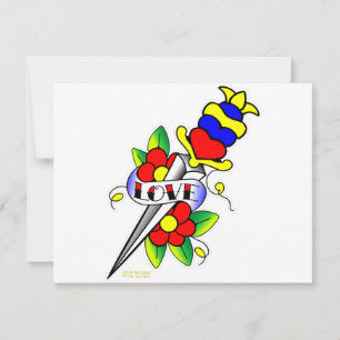 Dagger Flowers and Love Tattoo