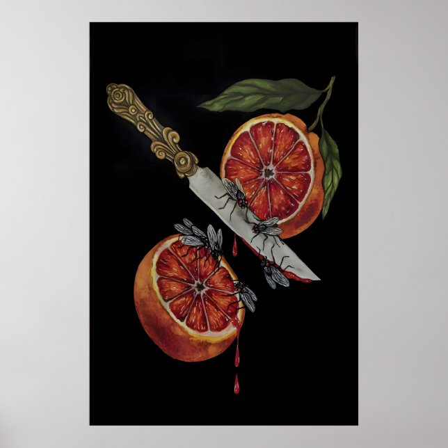 Dagger Sword and Blood Orange Gothic Kitchen Poster (Front)