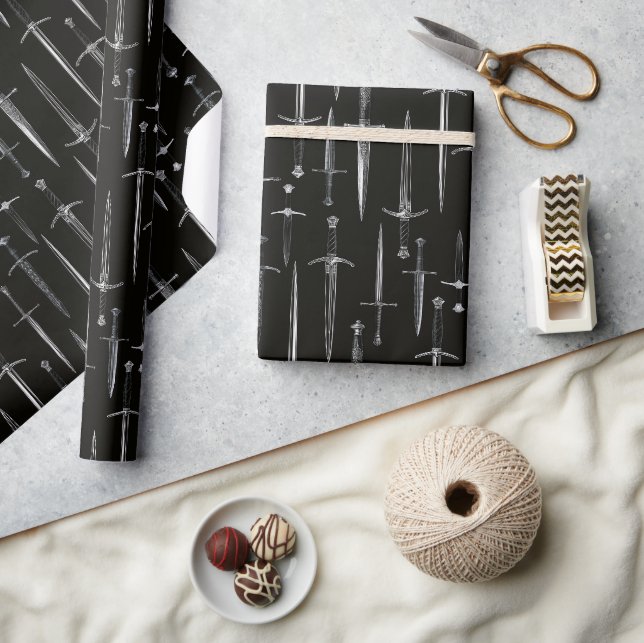 Daggers and Swords repeating moody pattern Wrapping Paper (Crafts)