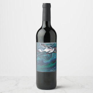 Dagwood 1 Soothing Blue Abstract Wine Bottle Label