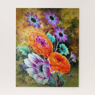 Dahlia and daisy flower garden floral jigsaw puzzle