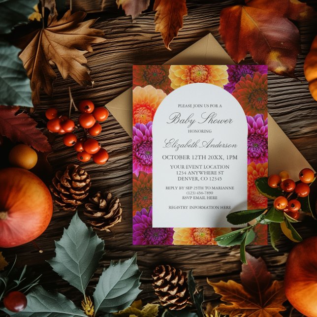 Dahlia Autumn Floral Baby Shower Invitation (Creator Uploaded)