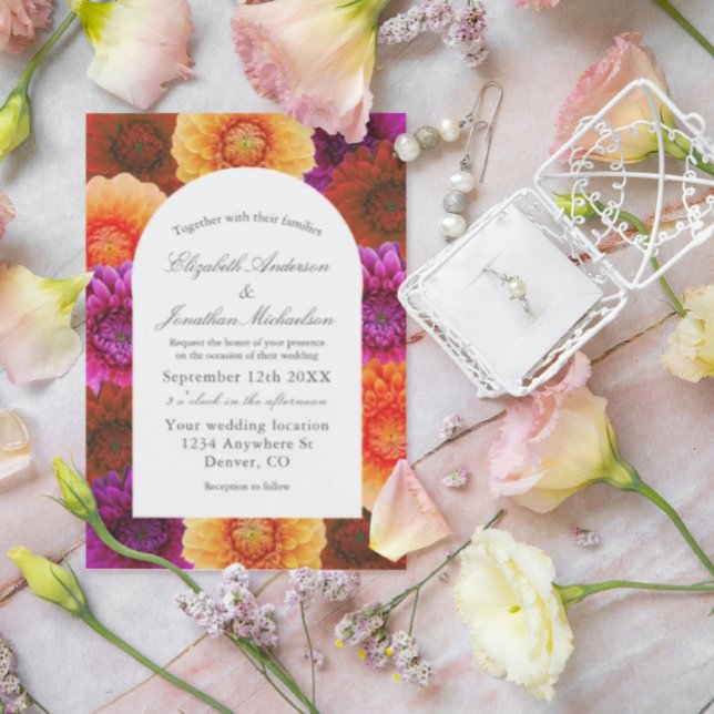 Dahlia Autumn Floral Wedding Invitation (Creator Uploaded)