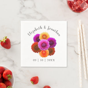 Dahlia Autumn Floral Wedding Napkin