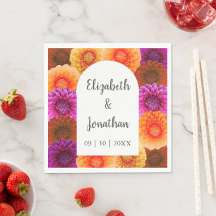 Dahlia Autumn Floral Wedding Napkin