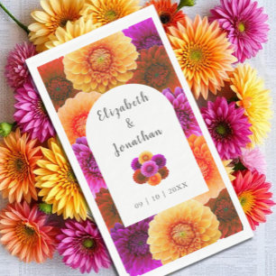 Dahlia Autumn Floral Wedding Napkin