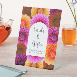 Dahlia Autumn Floral Wedding Pedestal Sign