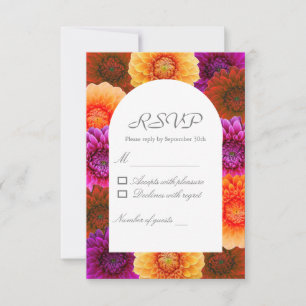Dahlia Autumn Floral Wedding RSVP Card