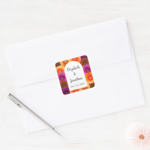 Dahlia Autumn Floral Wedding Square Sticker
