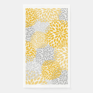 Dahlia Bouquet - mustard yellow gray Napkin