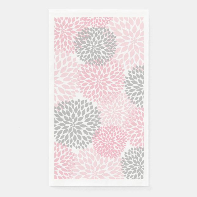 Dahlia Bouquet - pink grey Paper Guest Towels Napkin (Front)