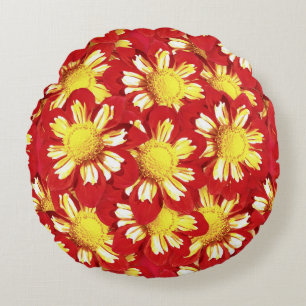 Dahlia bouquet - red and white with yellow round cushion