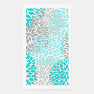 Dahlia Bouquet - turquoise gray Paper Guest Towels Napkin