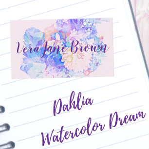 Dahlia Bouquet Watercolor Business Card