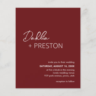 Dahlia Burgundy Modern Budget Wedding Invitation Flyer