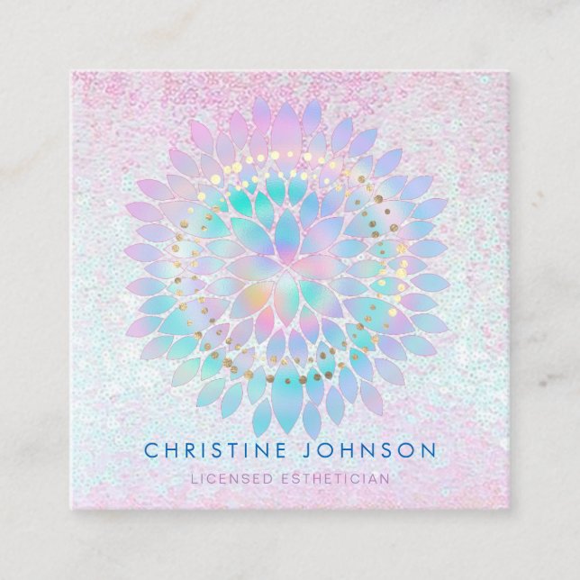 dahlia decor aesthetician salon spa square business card (Front)