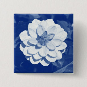 Dahlia - Digital Cyanotype 15 Cm Square Badge