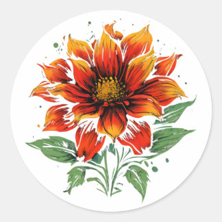 Dahlia fire flower classic round sticker