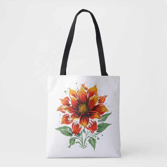 Dahlia fire flower tote bag (Front)