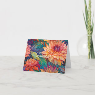Dahlia Floral Tapestry blank Thank You Card