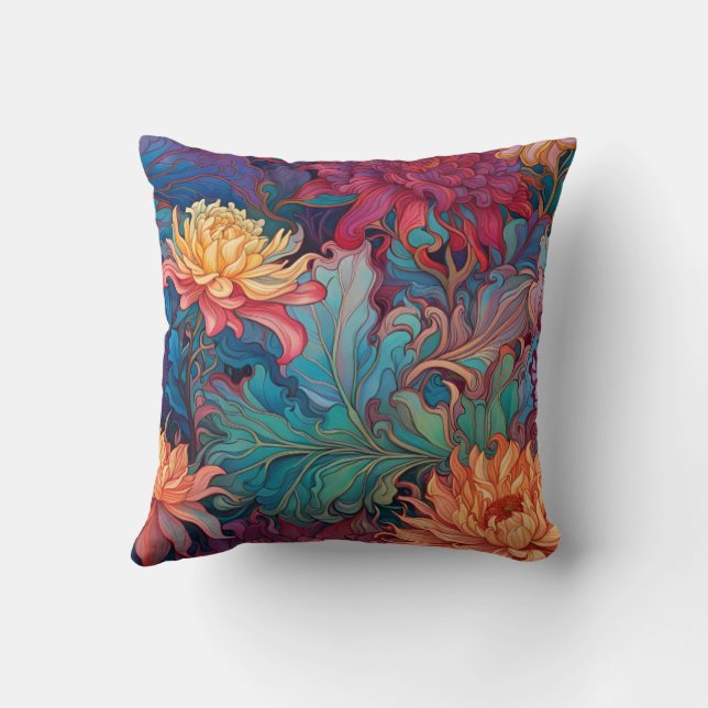 Dahlia Floral Tapestry Cushion (Back)