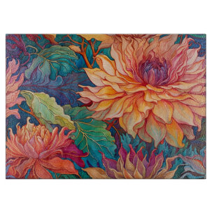 Dahlia Floral Tapestry Cutting Board