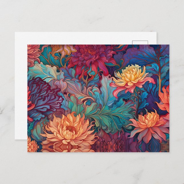 Dahlia Floral Tapestry Postcard (Front/Back)