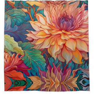 Dahlia Floral Tapestry Shower Curtain