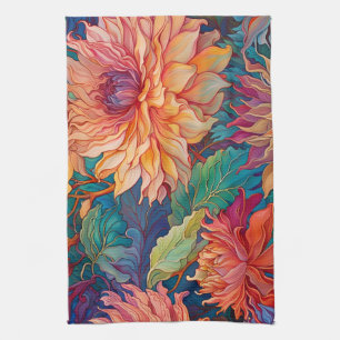 Dahlia Floral Tapestry Tea Towel