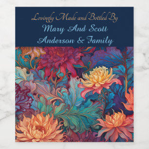 Dahlia Floral Tapestry Wine Label