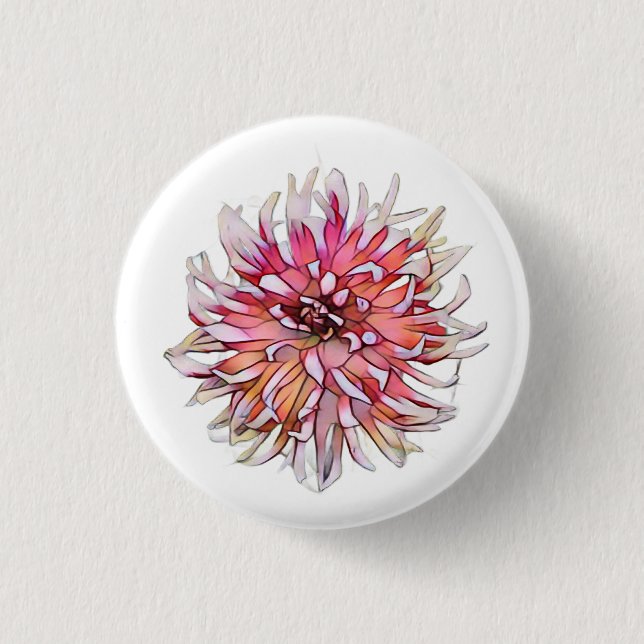 DAHLIA FLOWER 3 CM ROUND BADGE (Front)