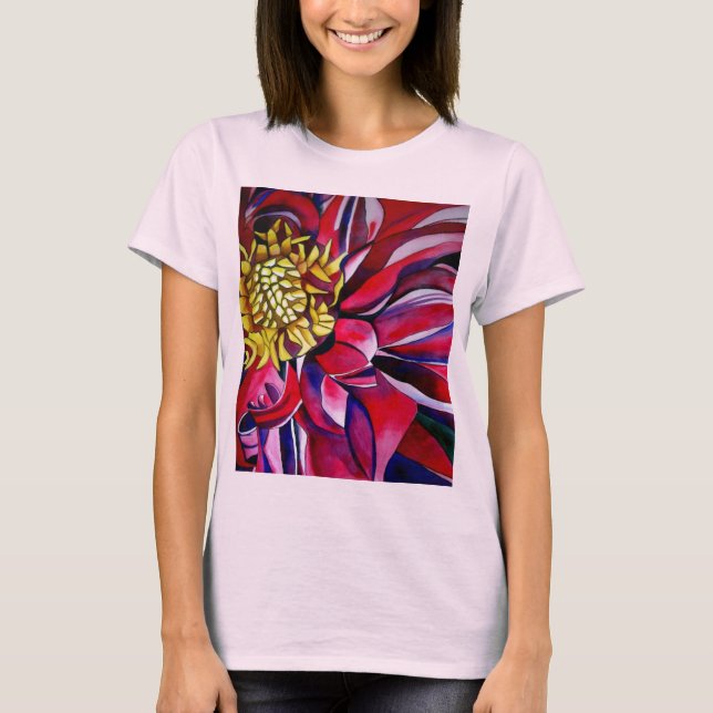 Dahlia flower abstract original flower art T-Shirt (Front)