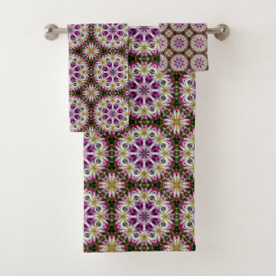 Dahlia Flower Abstract Pattern      Bath Towel Set