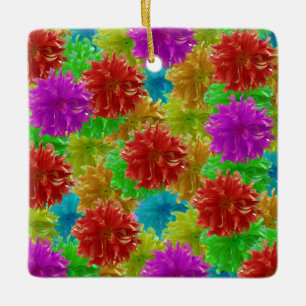 Dahlia Flower Blast Ceramic Ornament