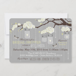 Dahlia Flower Branch Modern Bridal Shower Invitation