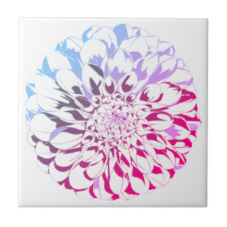Dahlia flower ceramic tile - bright pink tones
