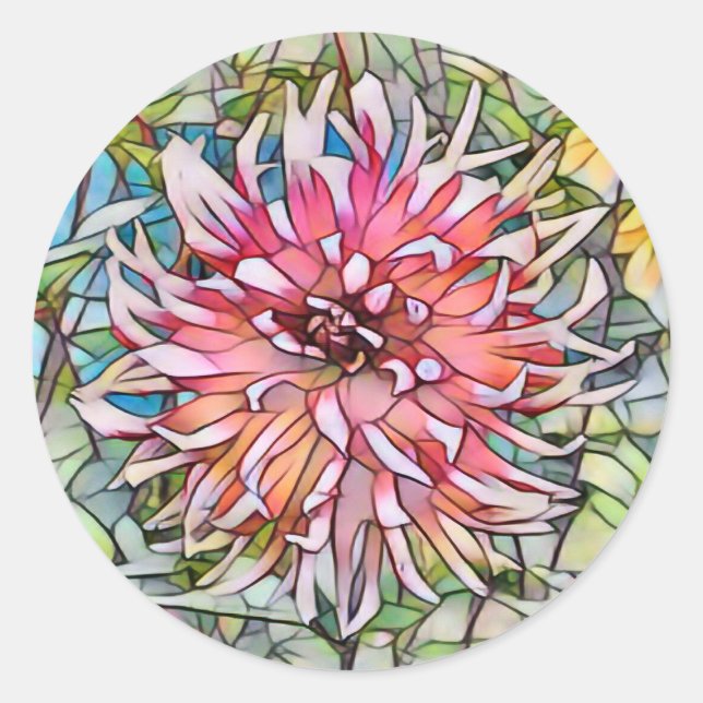 DAHLIA FLOWER CLASSIC ROUND STICKER (Front)