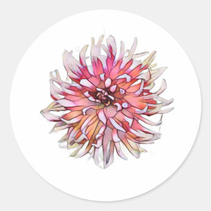 DAHLIA FLOWER CLASSIC ROUND STICKER