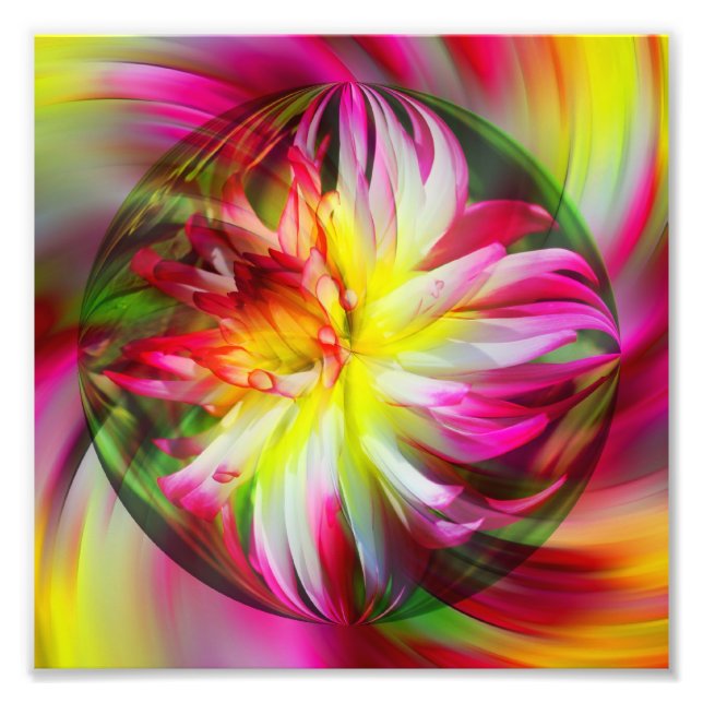 Dahlia Flower Floral Abstract Art 8x8 Photo Print (Front)