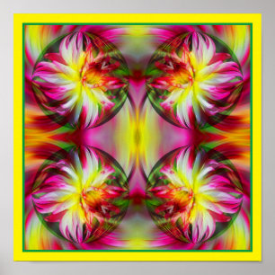 Dahlia Flower Floral Abstract Art   Poster