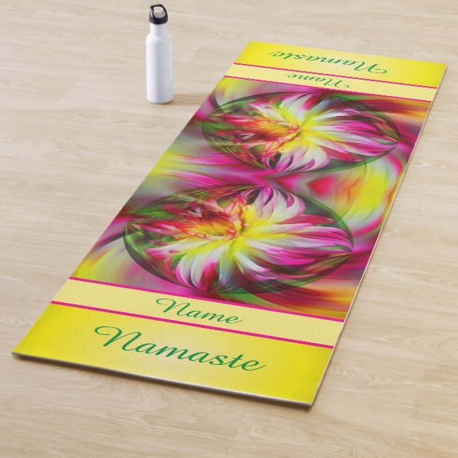 Dahlia Flower Floral Abstract Personalised Yoga Mat (In Situ)