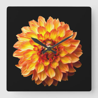 Dahlia flower floral square wall clock